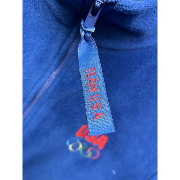 Team USA Olympic Committee Fleece Vest Womens Large Blue Solid Logo Full Zip - Picture 6 of 9
